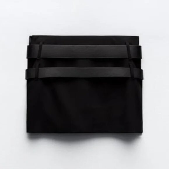 NWT Zara Black Mini Skirt with Double Belts, Size Large - Picture 7 of 8